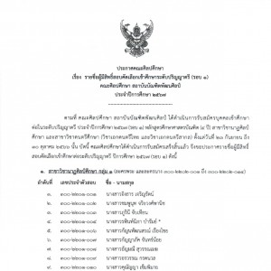  ประกาศคณะศิลปศึกษา เรื่อง "รายชื่อผู้มีสิทธิ์สอบคัดเลือกเข้าศึกษาระดับปริญญาตรี ประจำปีการศึกษา 2567 (รอบ 1)